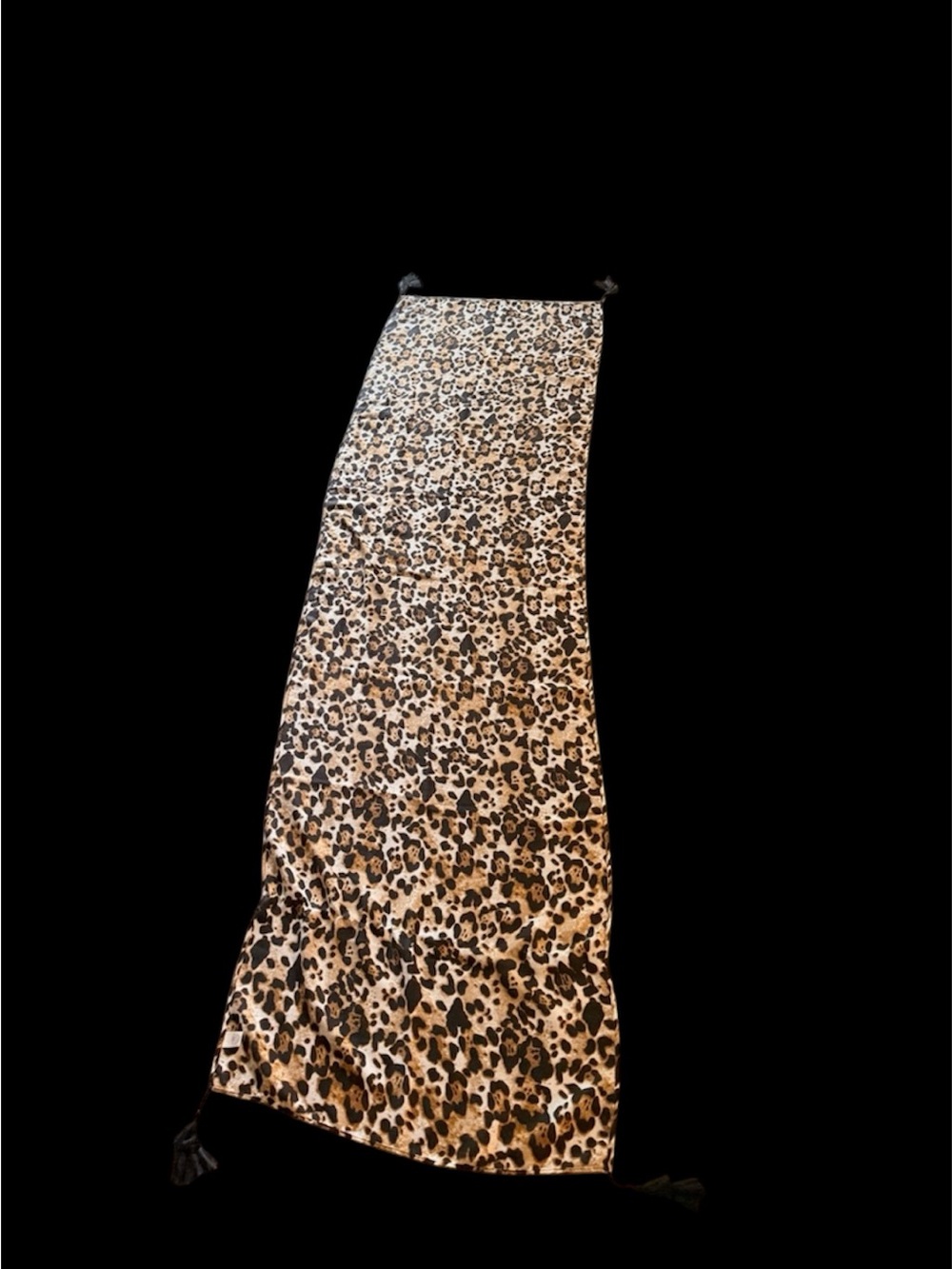 Cato Leopard Print Tassel Scarf in Brown, Black, Cream